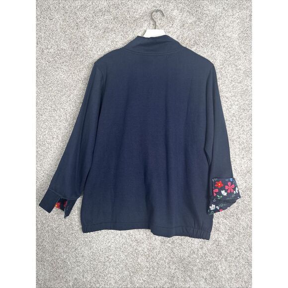 Metropolitan Women's Navy Blue/Floral‎ Pullover Sweatshirt Lined M - Picture 8 of 10
